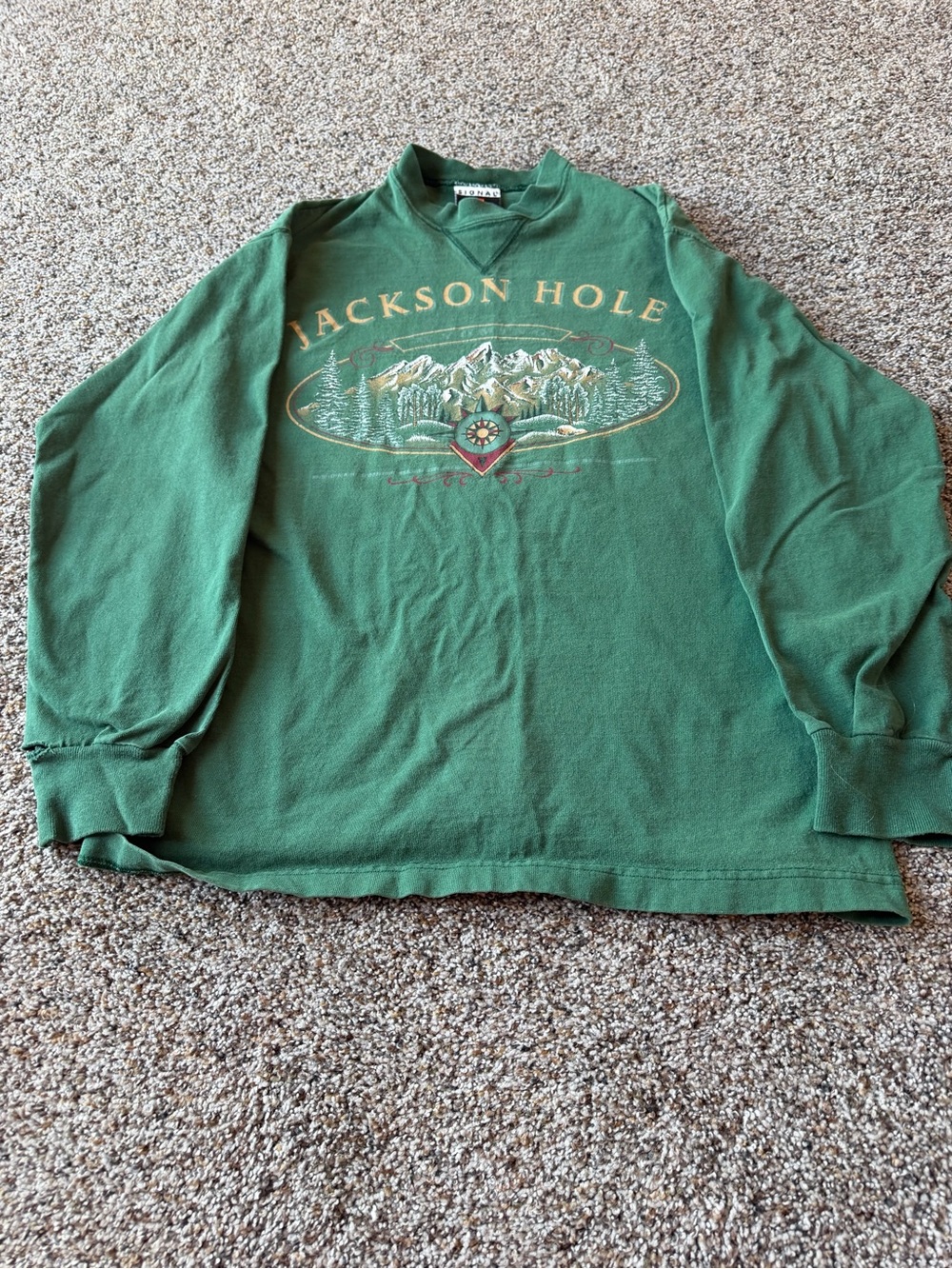 Vintage 90s Jackson Hole Wyoming Signal Sports Sweatshirt M USA Green Mountain